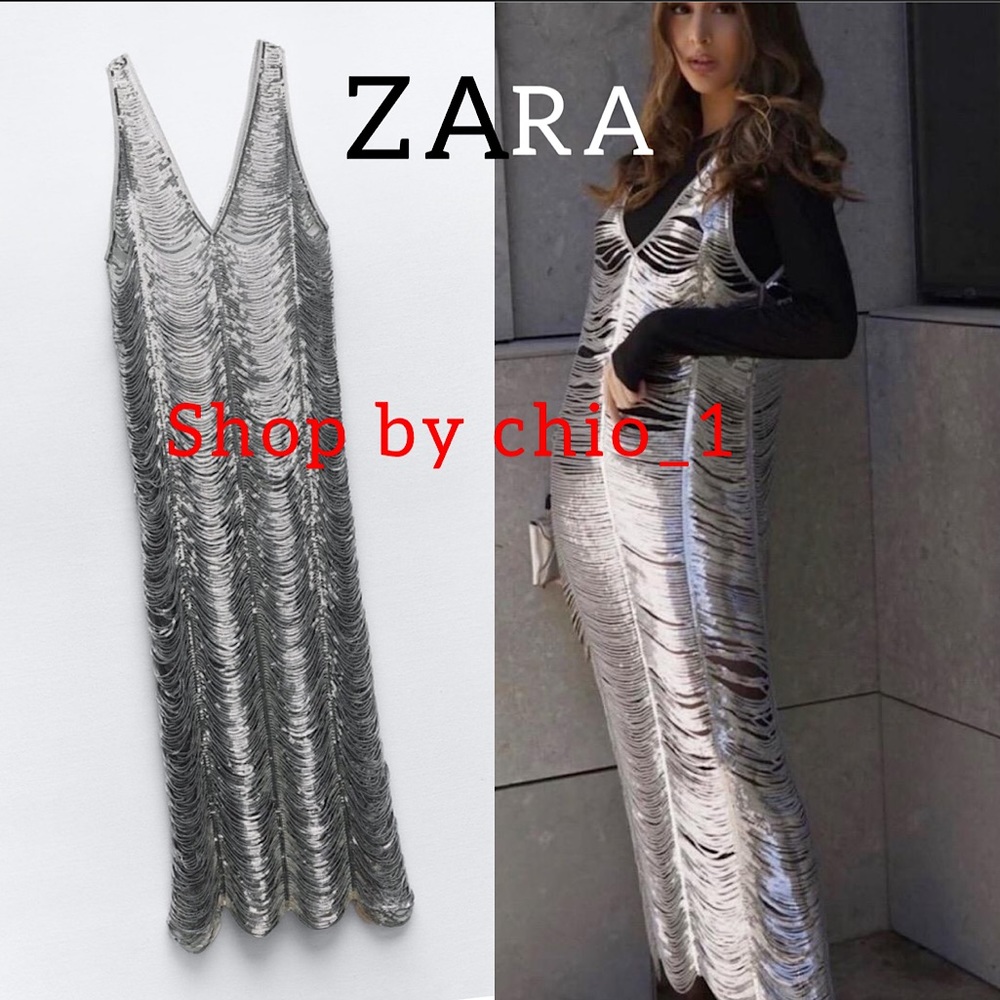 ZARA  SEQUIN SILVER DRESS bloggers favorite